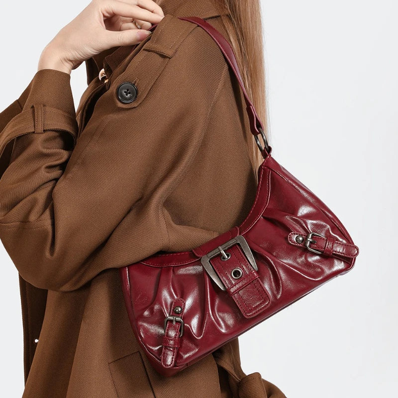 Sac bandoulière en similicuir plissé élégant - Louna