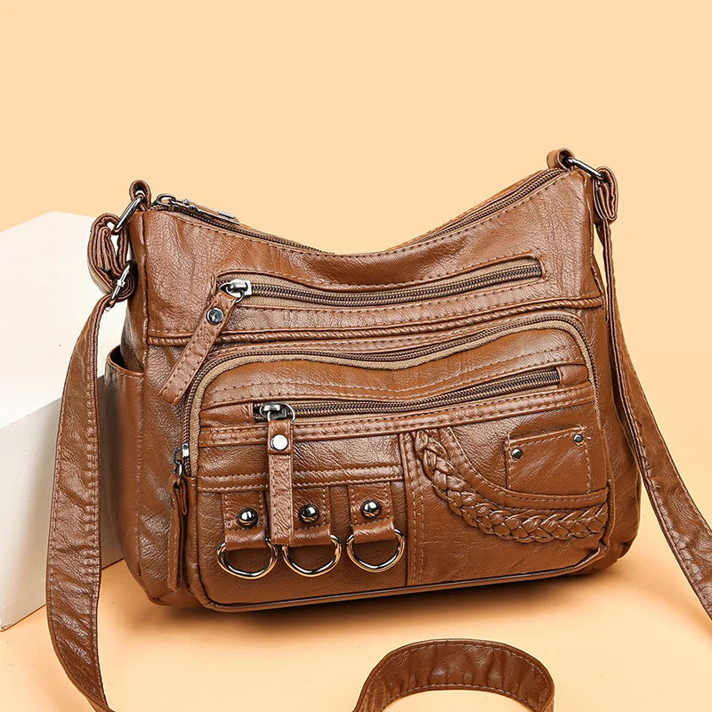 Sac Bandoulière Femme Vintage Multi-Poches - Lyne
