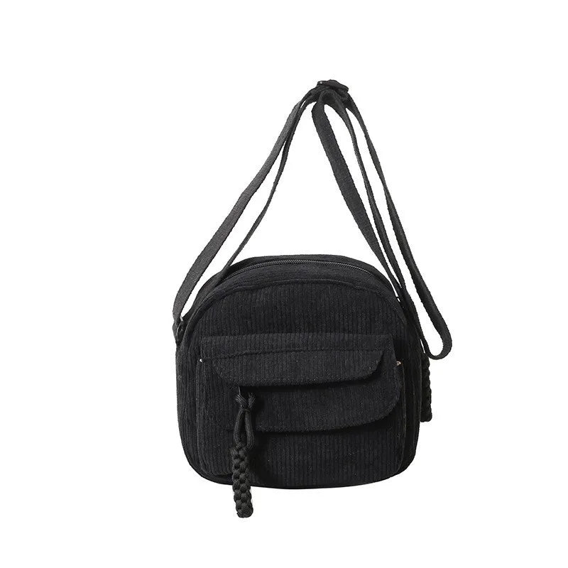 Sac bandoulière femme en velours côtelé avec poches pour usage quotidien - Cordea