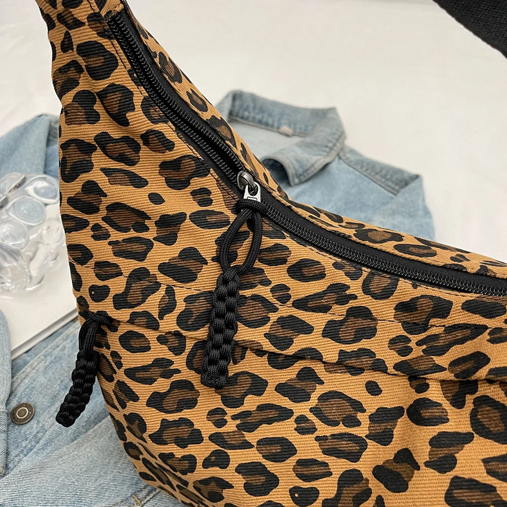 Sac bandoulière léopard femme multi-poches avec sangle réglable - Valia