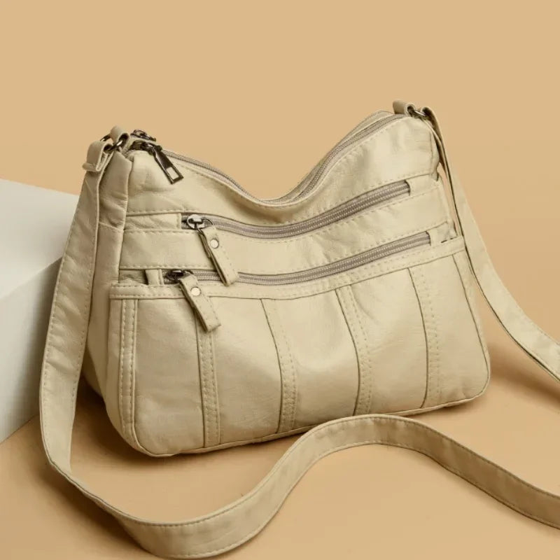 Sac bandoulière femme en similicuir multi-poches grande capacité - Calyra