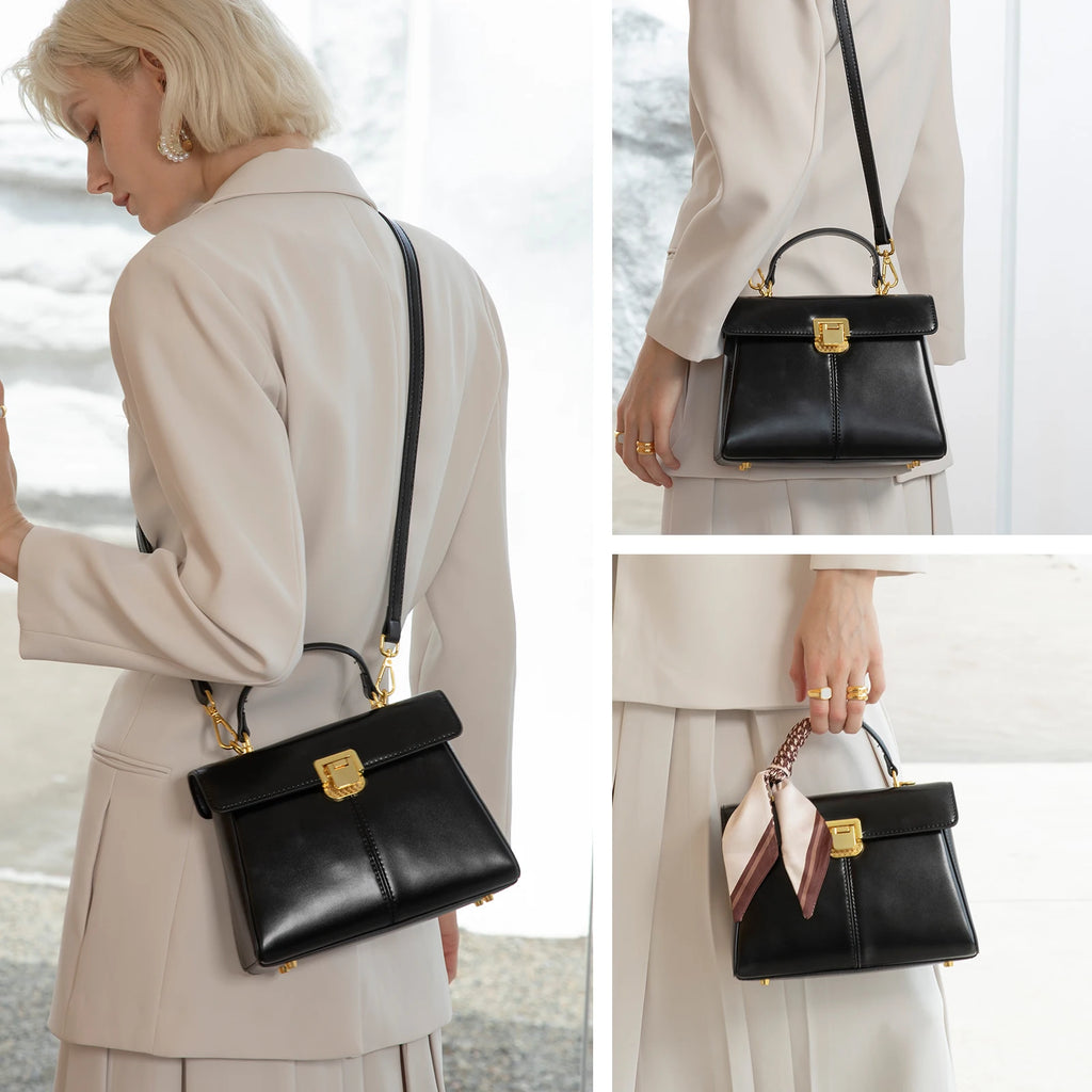 Sac bandoulière en cuir pour femme avec foulard - Fella