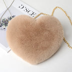 Sac bandoulière femme cœur fourrure doux élégant - Nalia