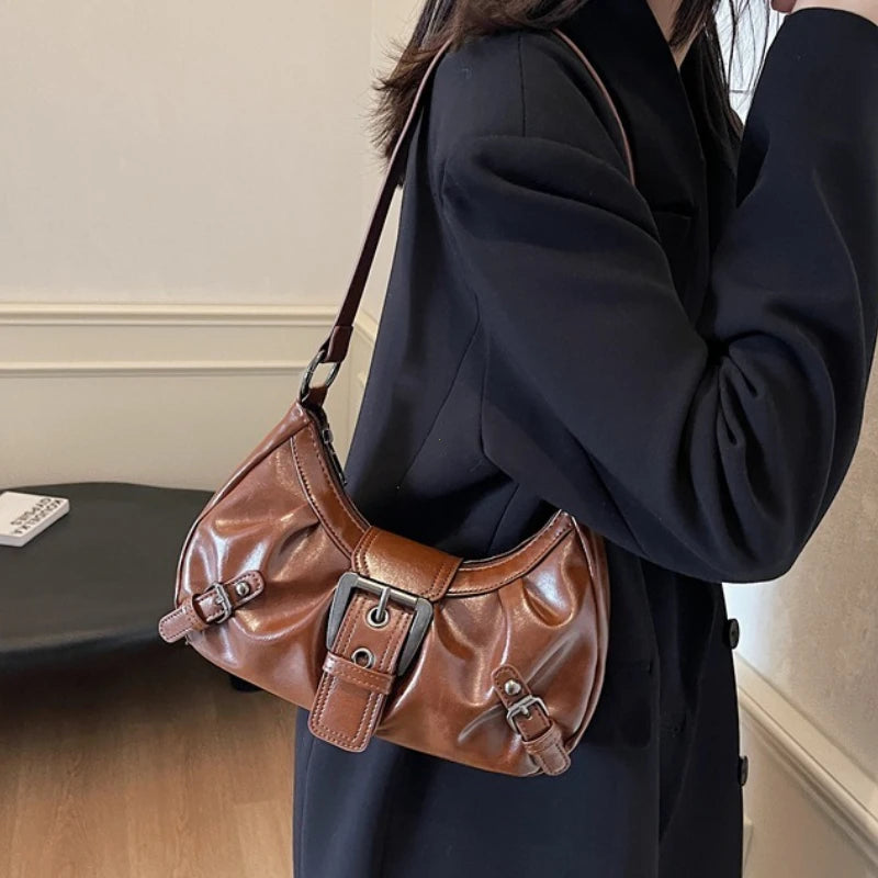 Sac bandoulière en similicuir plissé élégant - Louna