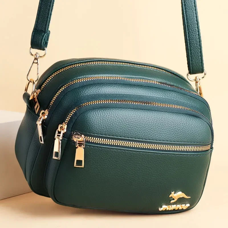 Sac bandoulière femme en similicuir multi-poches souple - Elora