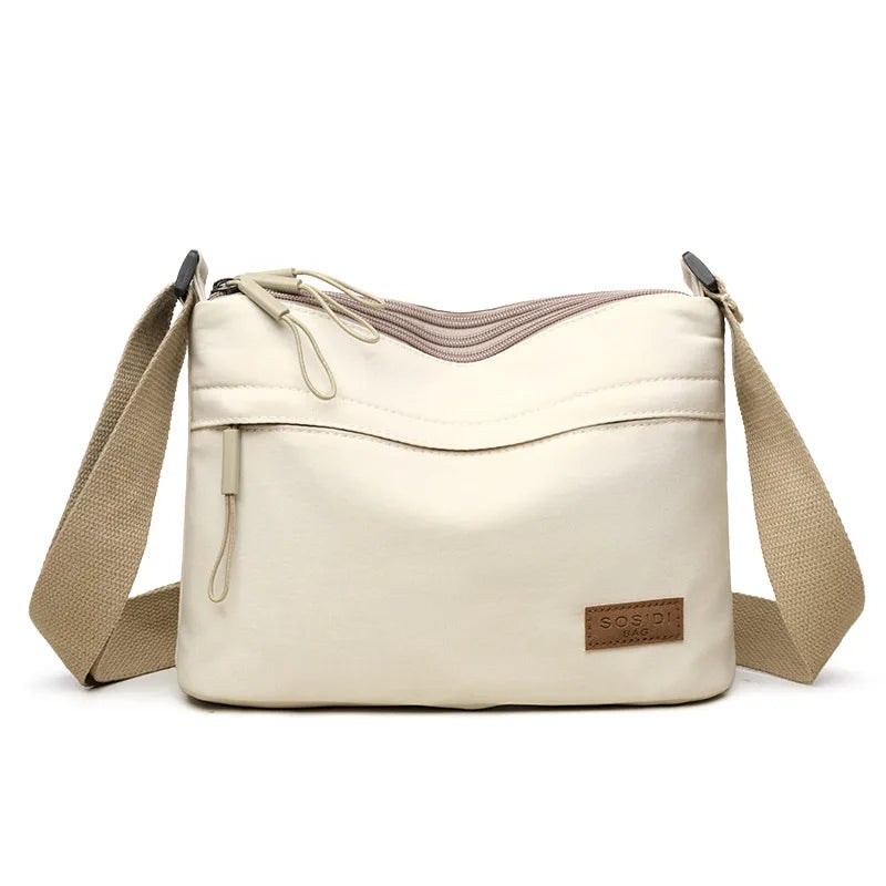 Sac bandoulière femme grande capacité multi-poches en toile - Kavera