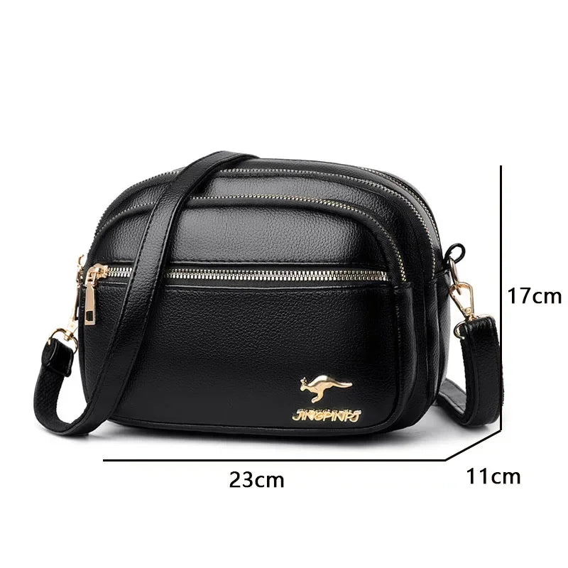 Sac bandoulière femme en similicuir multi-poches souple - Elora