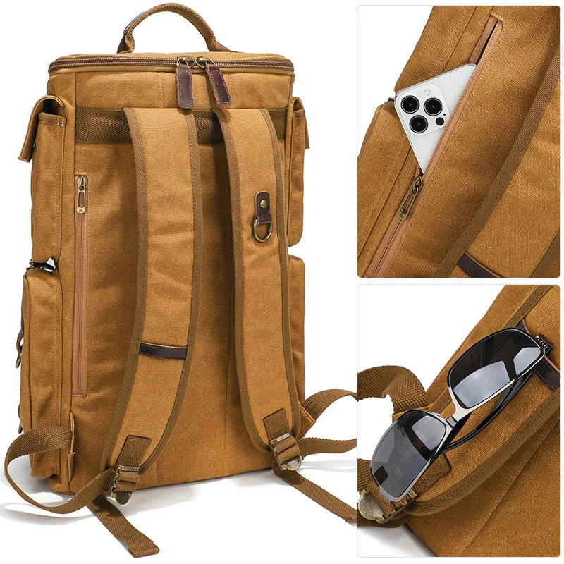 Sac à Dos Vintage Toile Homme Femme Marron | Axel