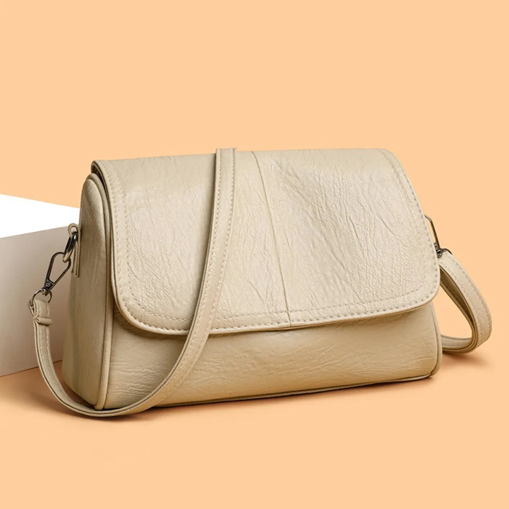 Sac bandoulière femme en similicuir vintage souple  multi-poches - Mila