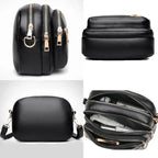 Sac bandoulière femme en similicuir multi-poches souple - Elora