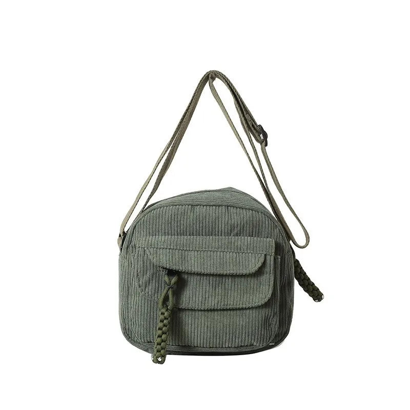 Sac bandoulière femme en velours côtelé avec poches pour usage quotidien - Cordea