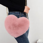 Sac bandoulière femme cœur fourrure doux élégant - Nalia