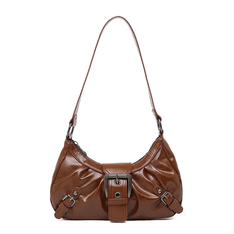 Sac bandoulière en similicuir plissé élégant - Louna