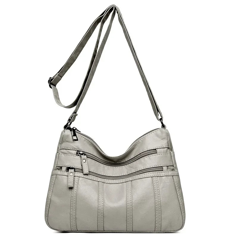 Sac bandoulière femme en similicuir multi-poches grande capacité - Calyra