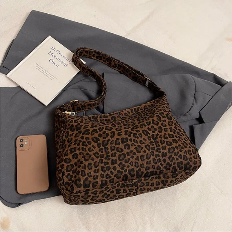 Sac bandoulière doux spacieux - Leopard