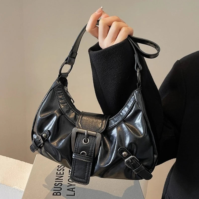 Sac bandoulière en similicuir plissé élégant - Louna
