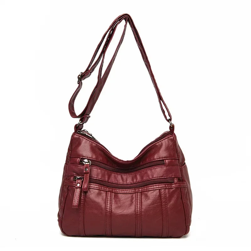 Sac bandoulière femme en similicuir multi-poches grande capacité - Calyra