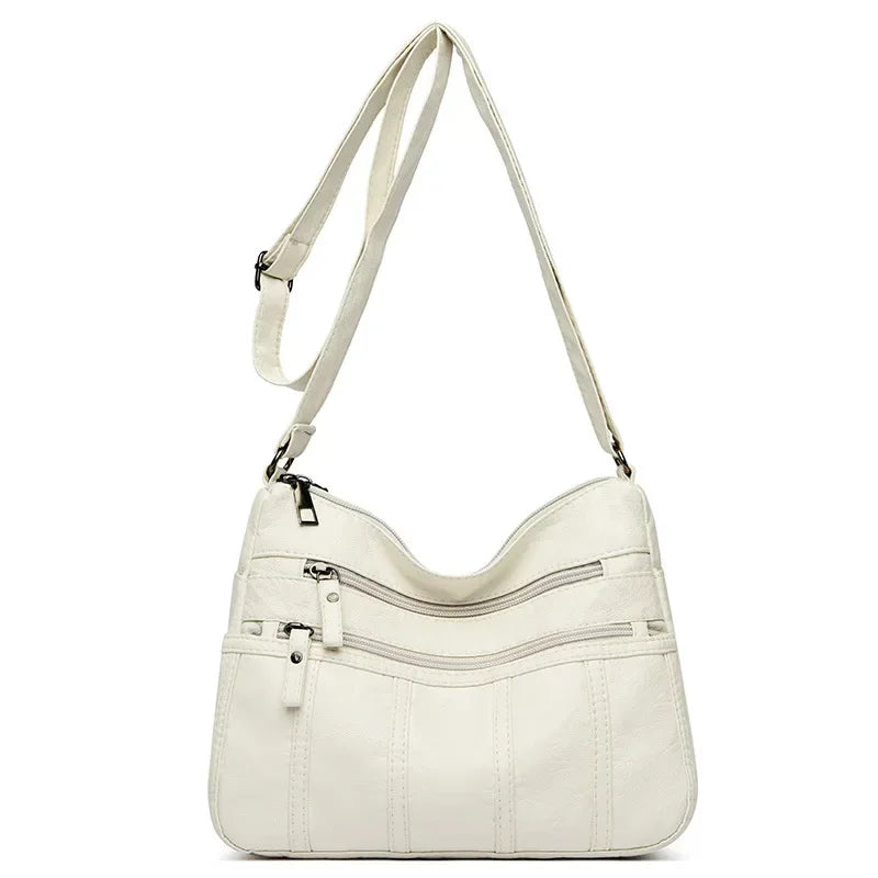 Sac bandoulière femme en similicuir multi-poches grande capacité - Calyra