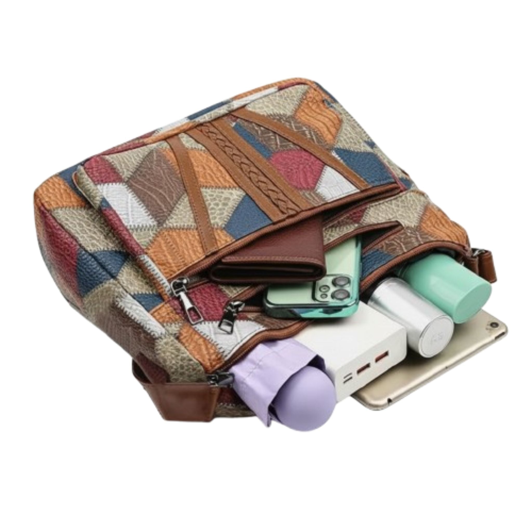 Sac Bandoulière en similicuir vintage multipoches - Lorea