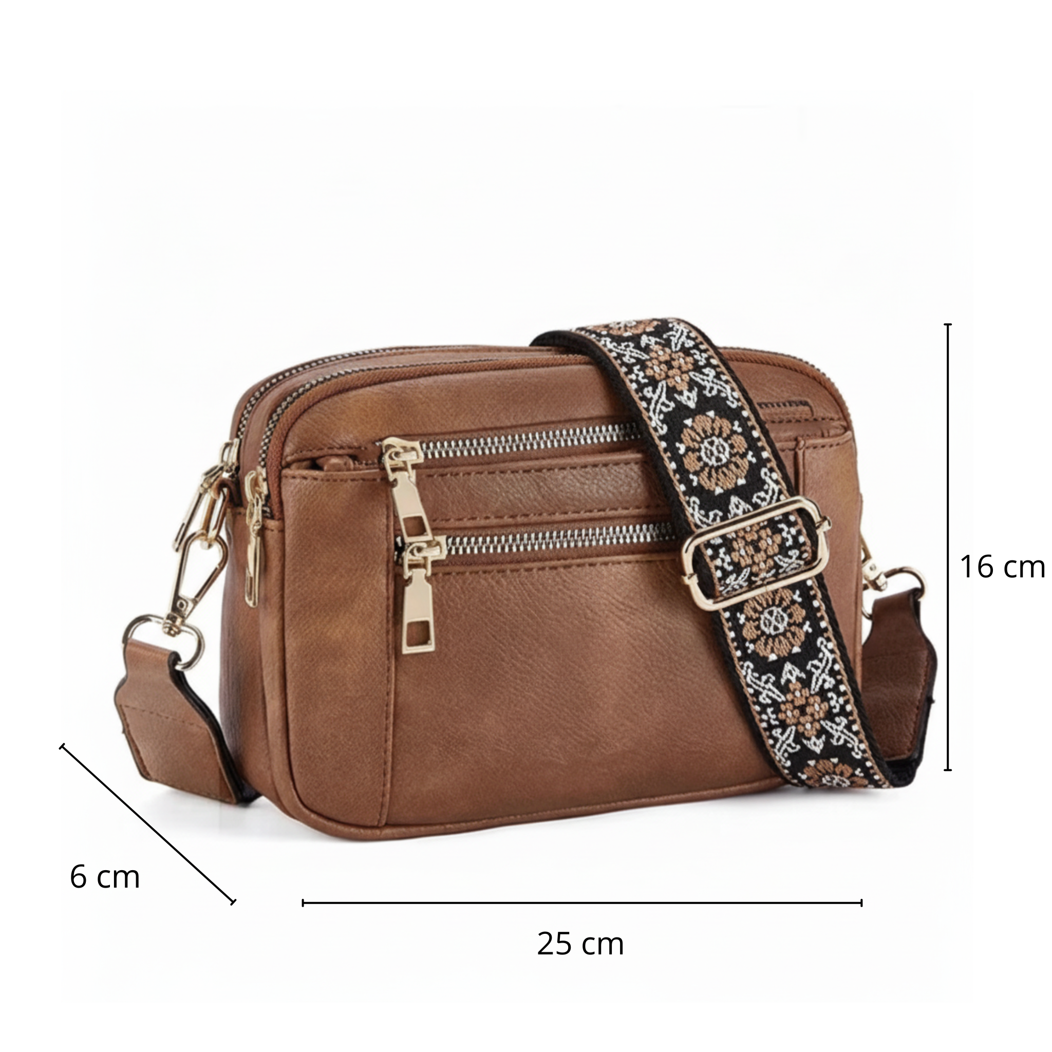 Sac bandoulière femme carré multi compartiments - Adelina