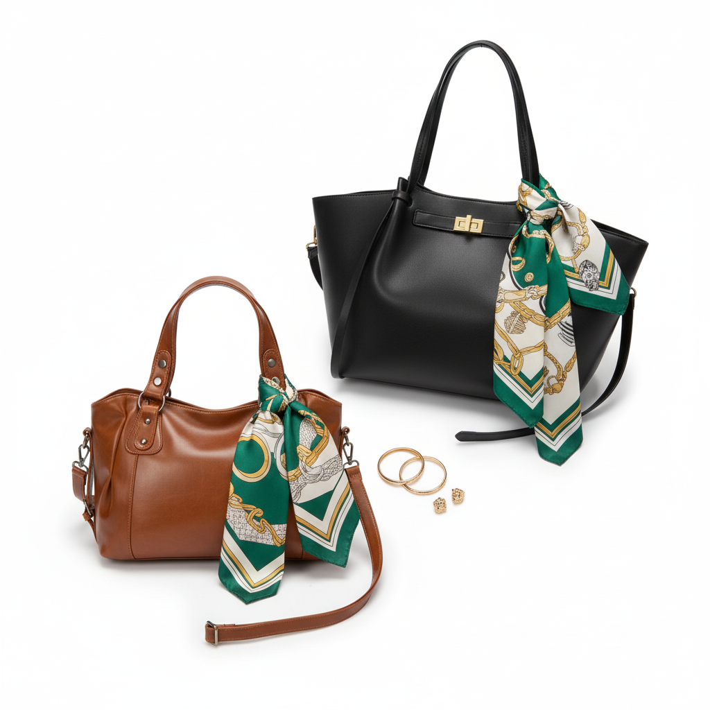 Flat lay foulards et sacs