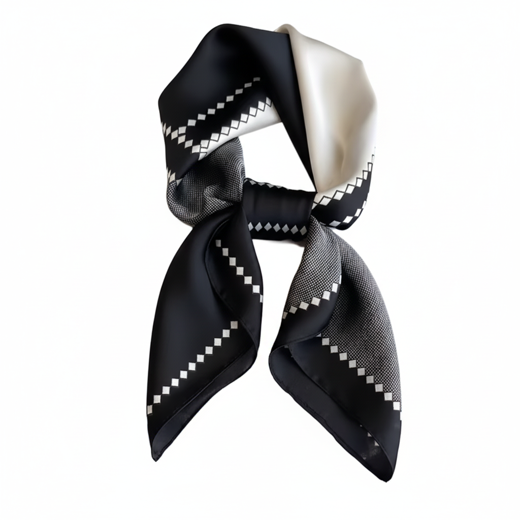 Foulard noir blanc zigzag