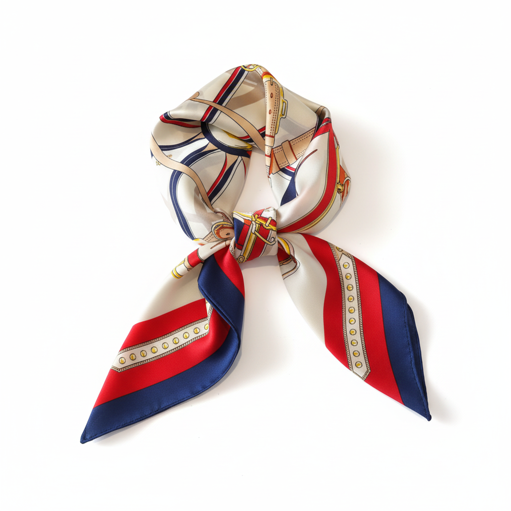 Foulard rouge bleu chaînes