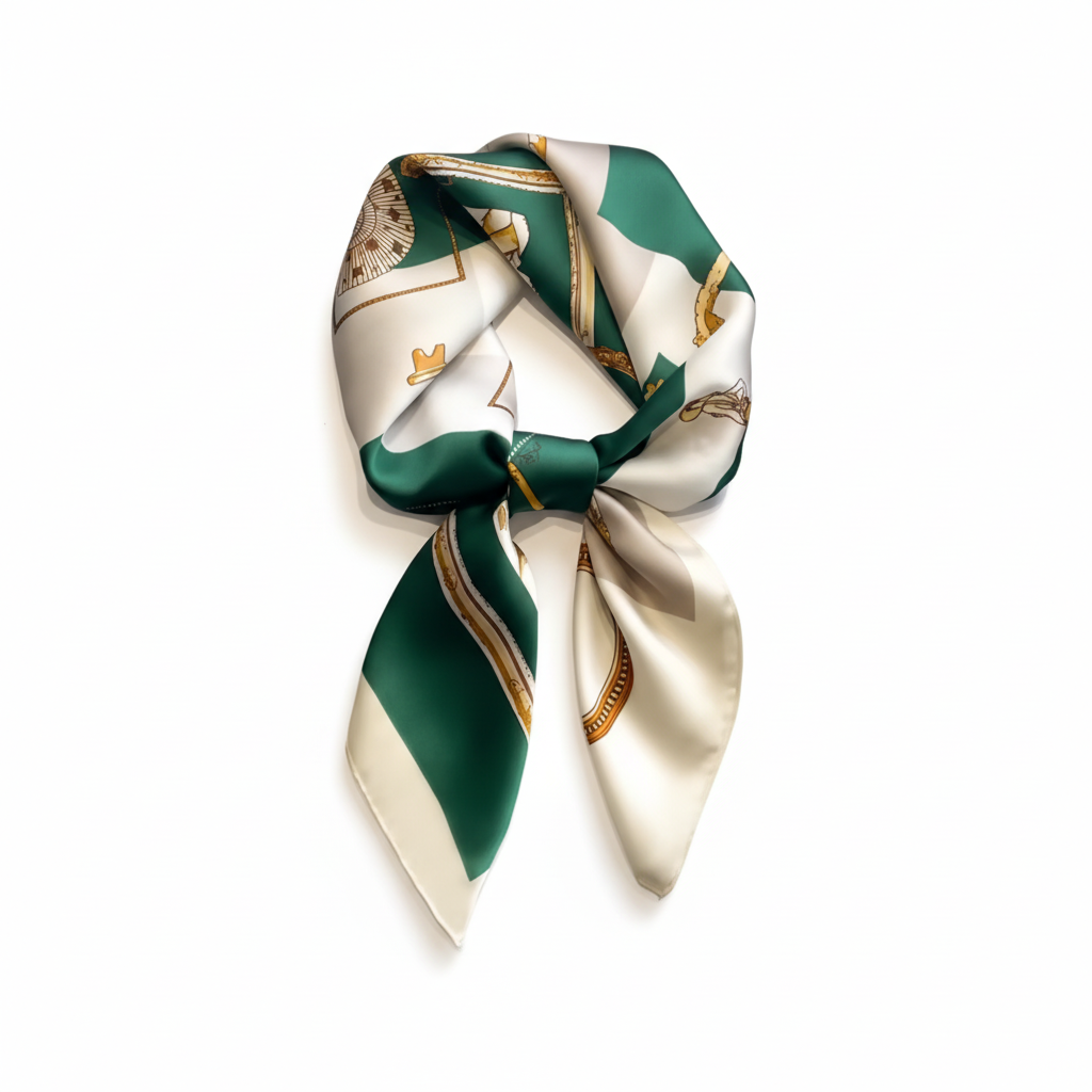Foulard vert crème or