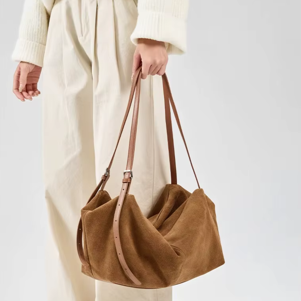 Sac bandoulière femme en cuir souple grand format - Lyne