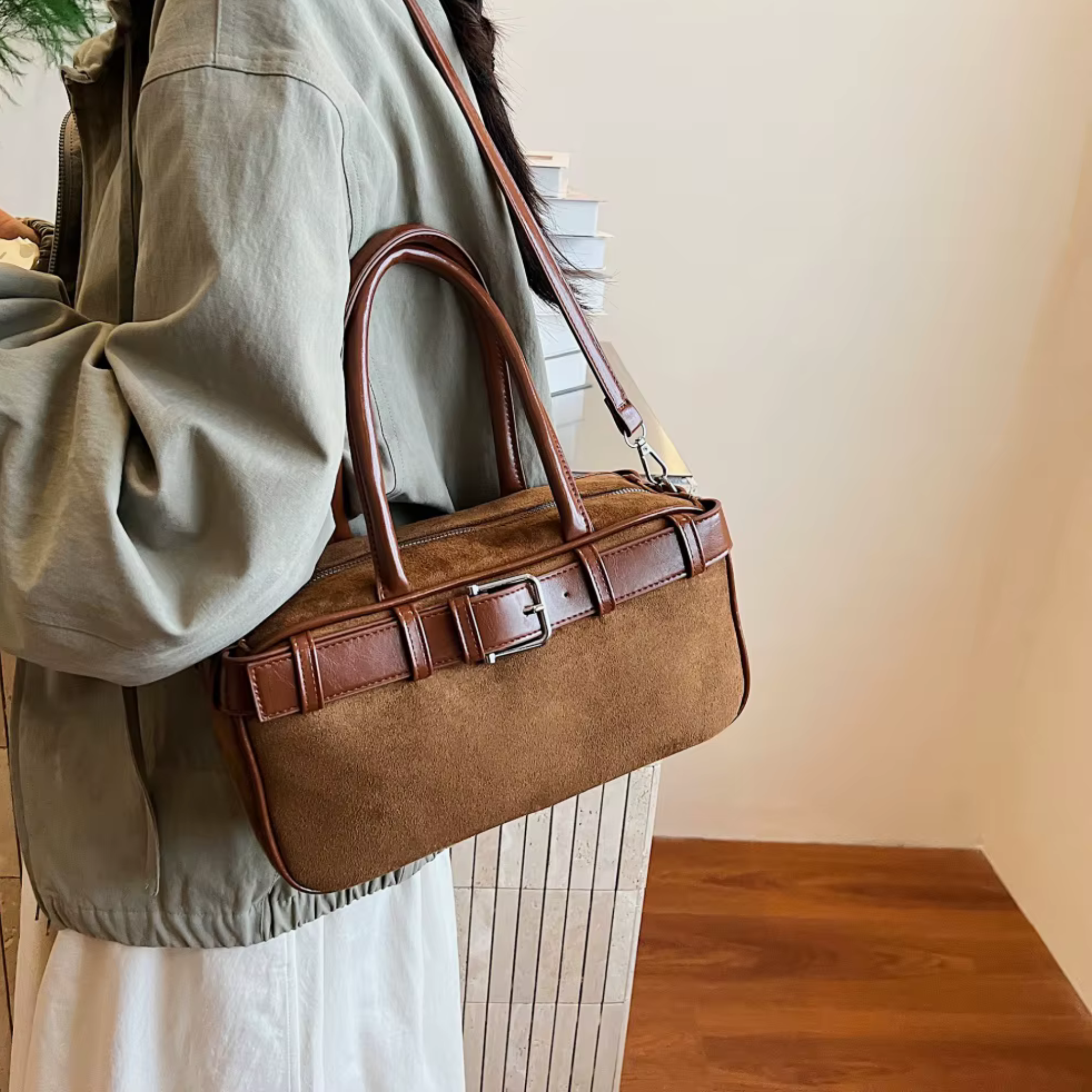 Sac bandoulière femme vintage en similicuir grande capacité - Liora