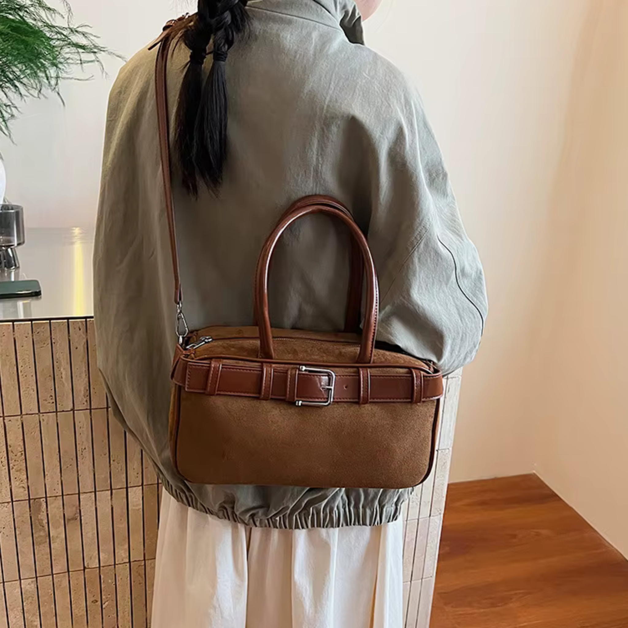 Sac bandoulière femme vintage en similicuir grande capacité - Liora