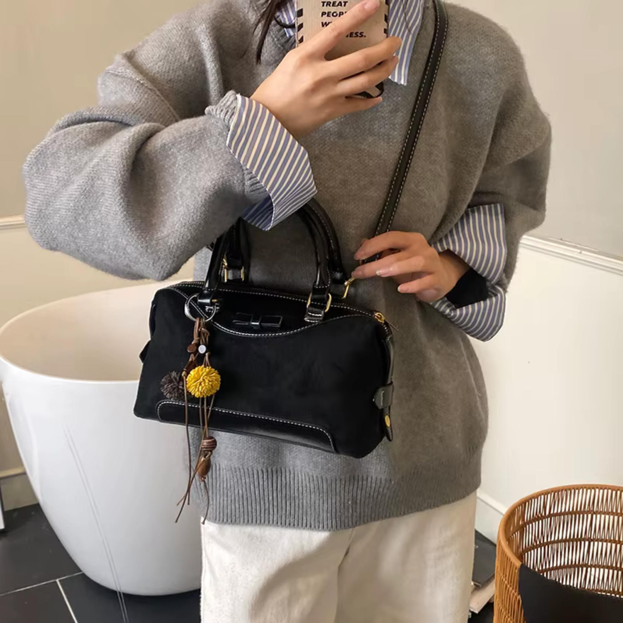 Sac bandoulière femme en similicuir compact - Sienna