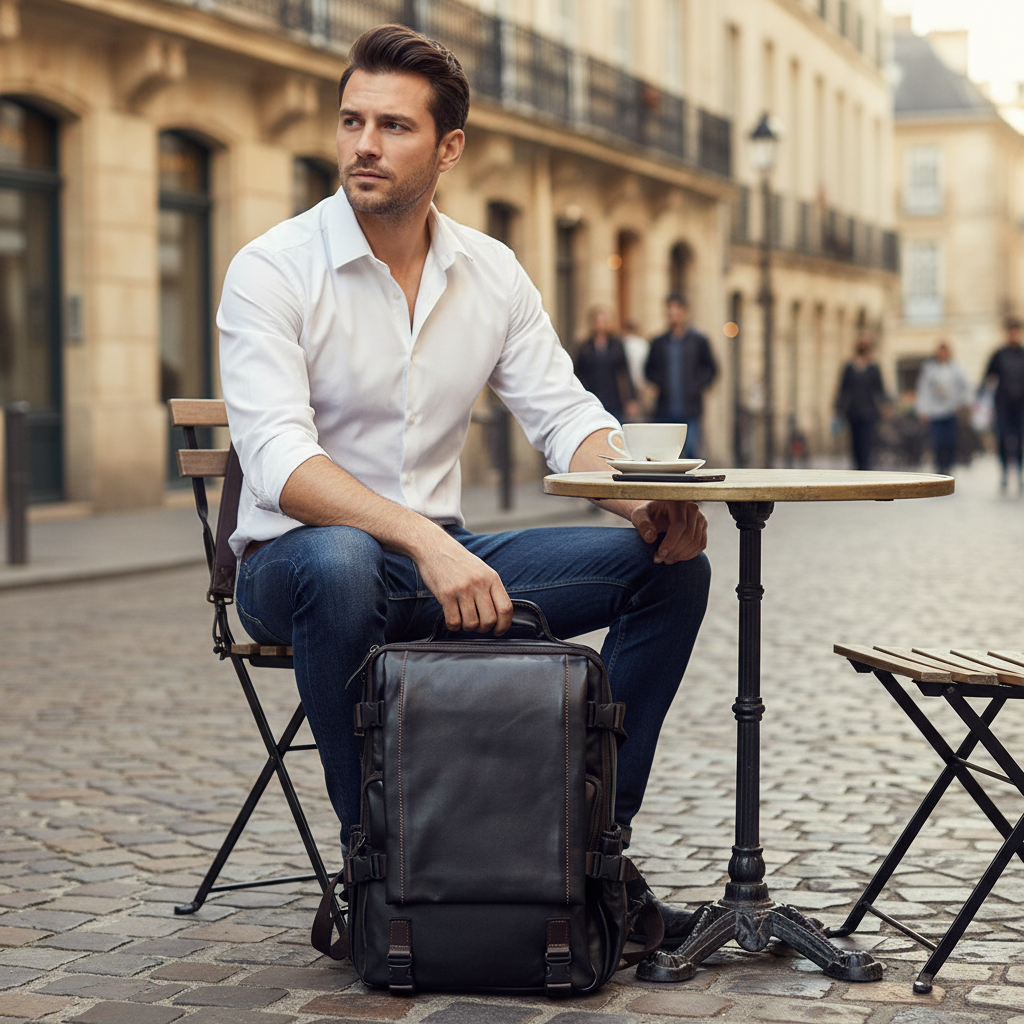 Homme café terrasse