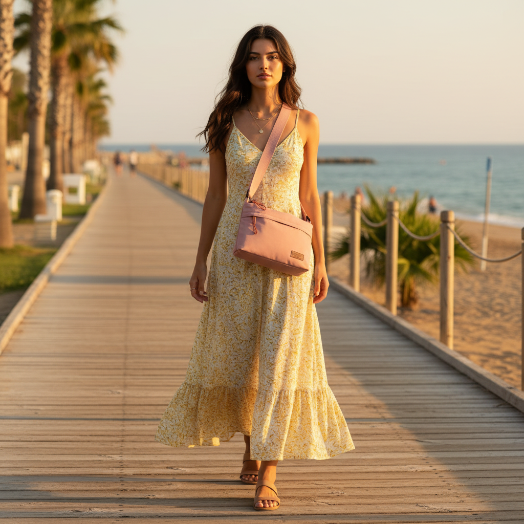 Plage promenade rose