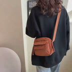 Sac bandoulière femme en velours côtelé avec poches pour usage quotidien - Cordea