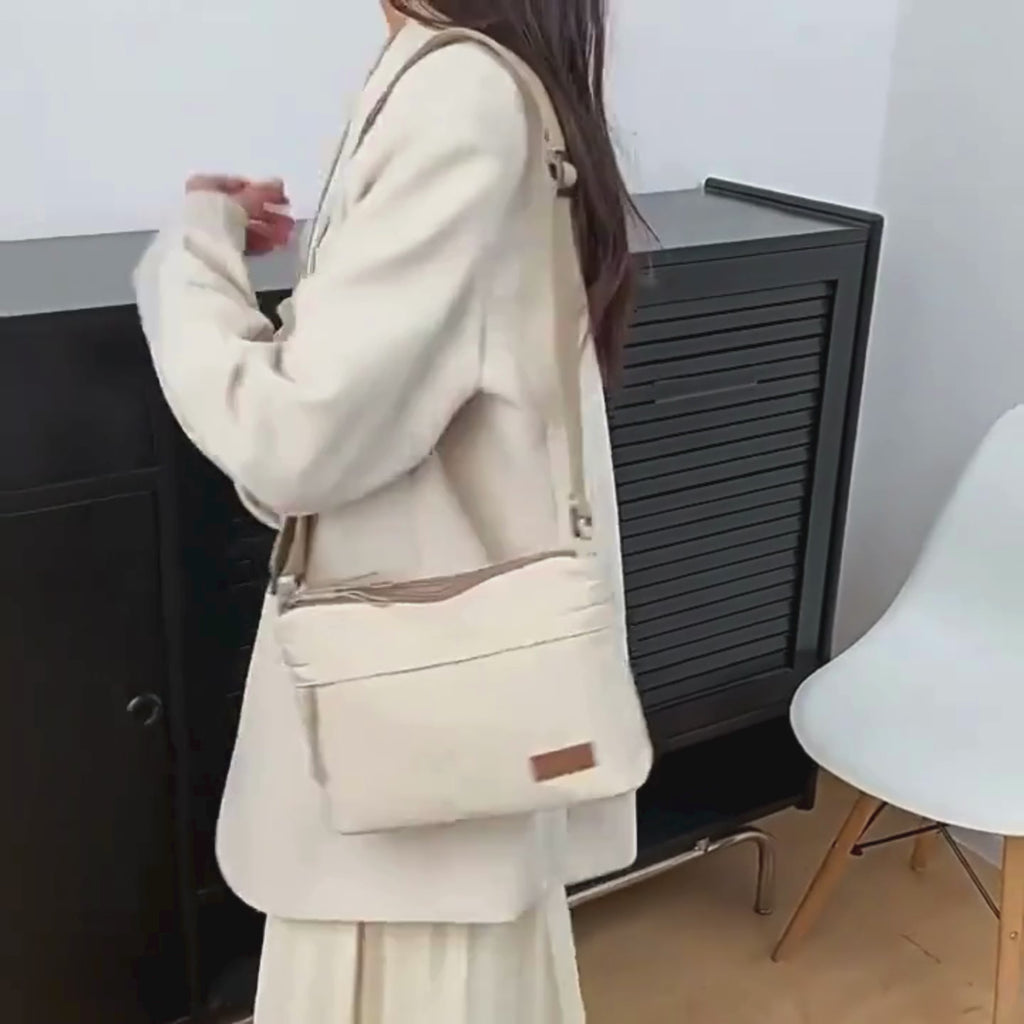 Sac bandoulière femme grande capacité multi-poches en toile - Kavera
