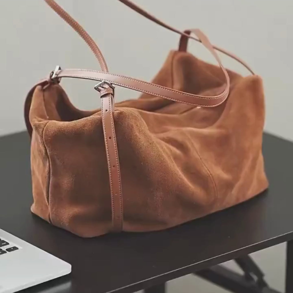 Sac a main femme en cuir bandoulière souple grand format - Lyne