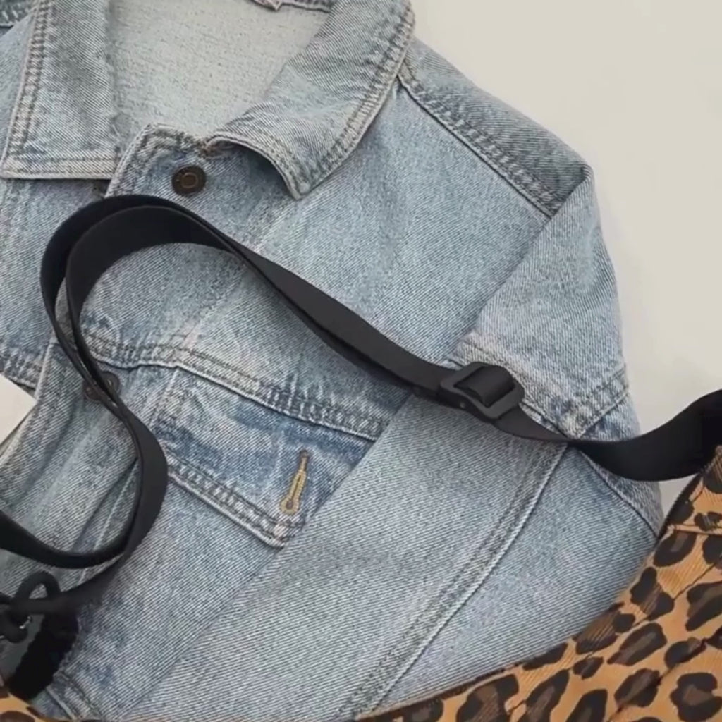 Sac bandoulière léopard femme multi-poches avec sangle réglable - Valia