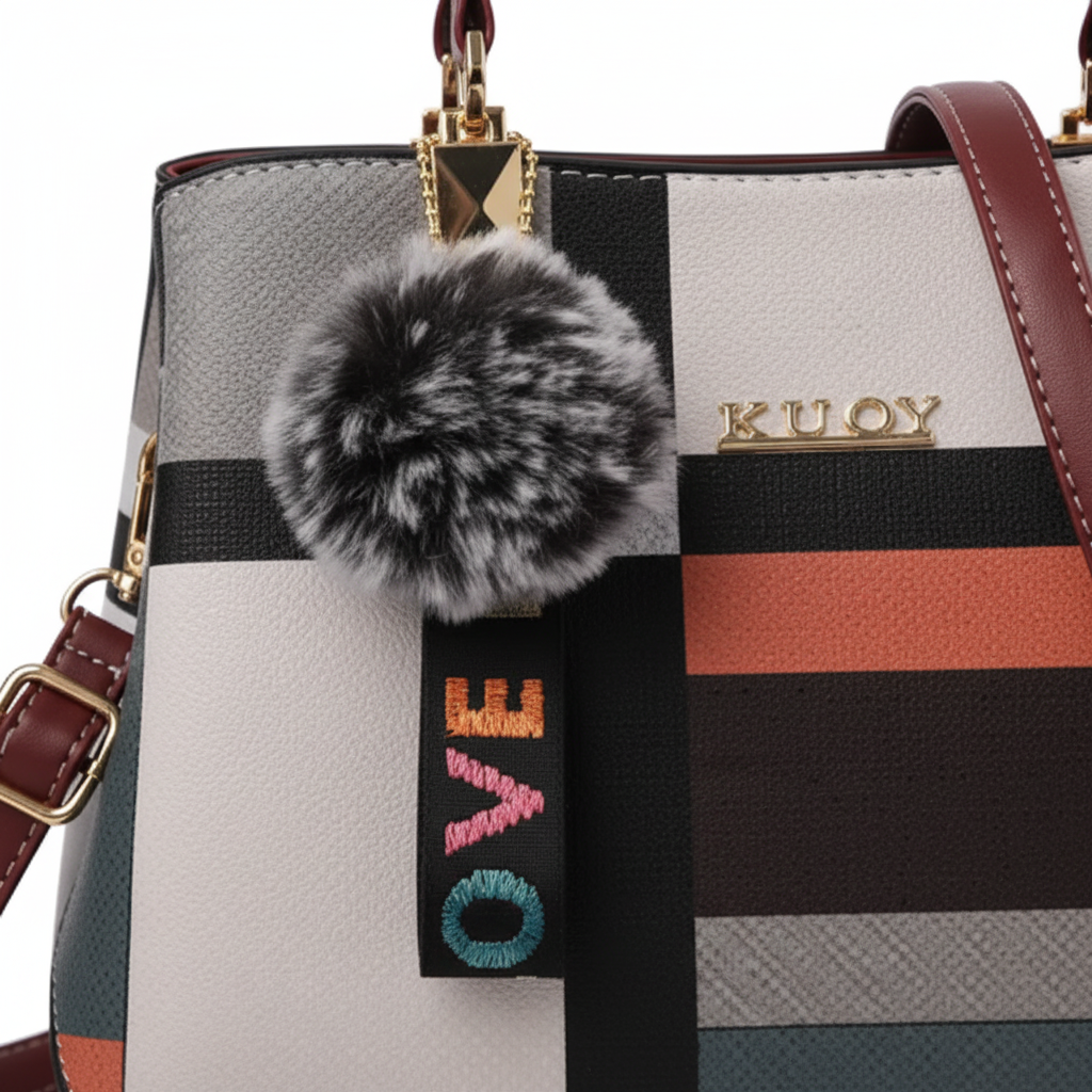 Sac bordeaux - zoom pompon