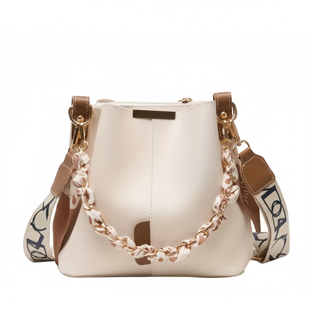 Sac bucket beige - fond blanc