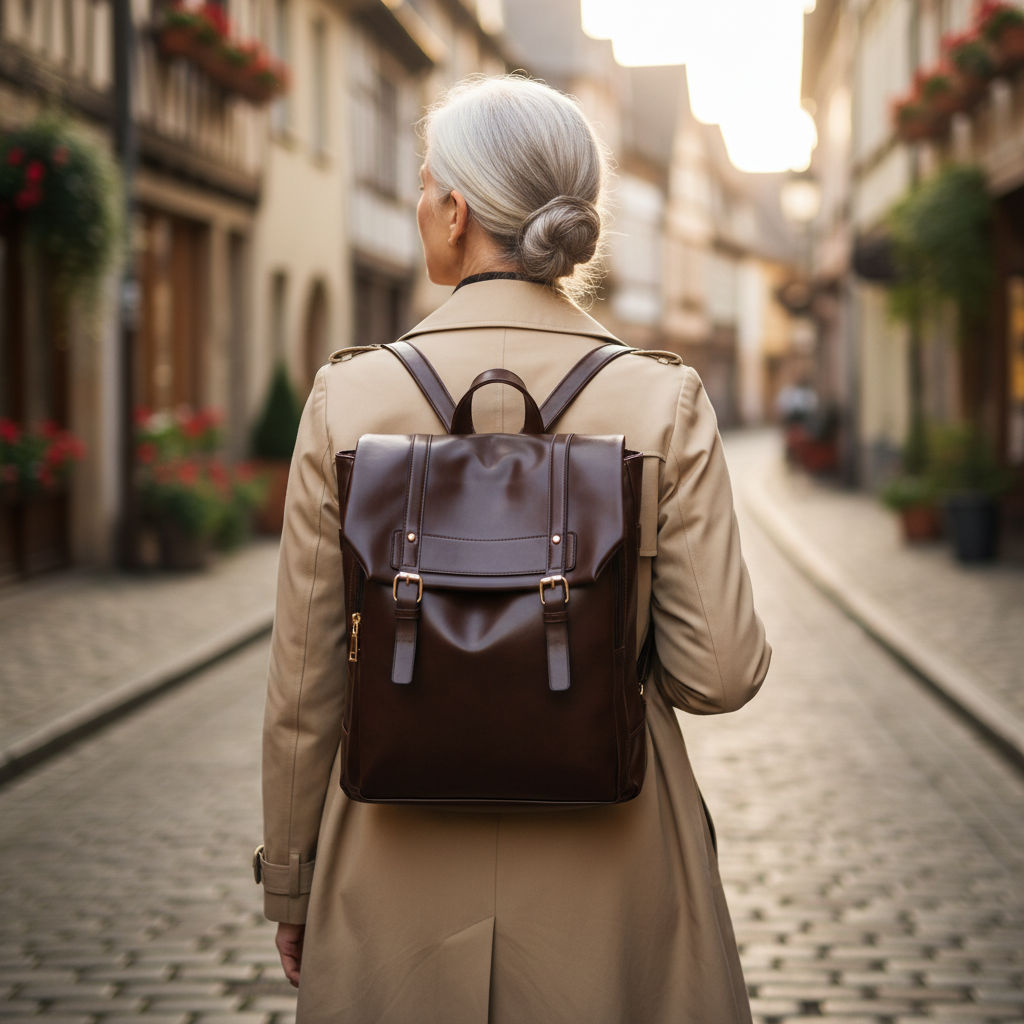 Sac chocolat dos grand-mère village