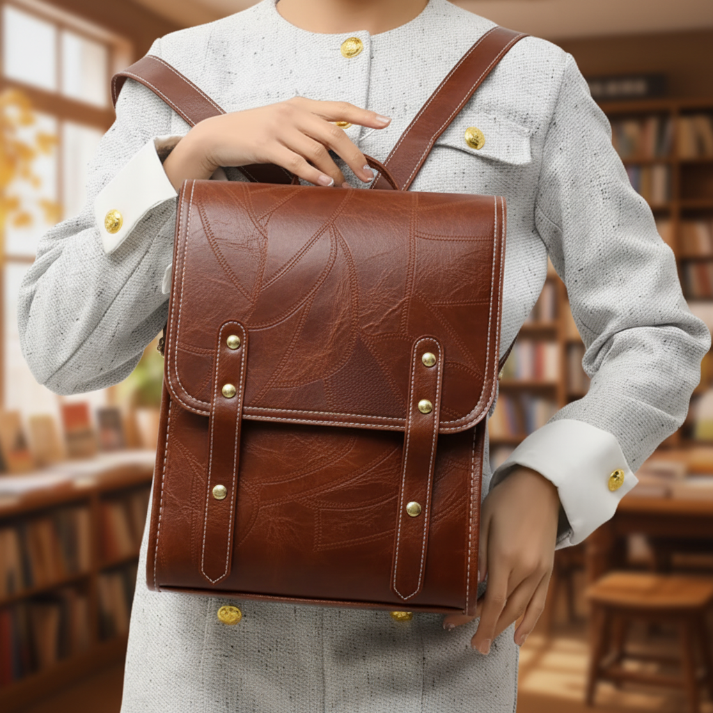 Sac cognac librairie