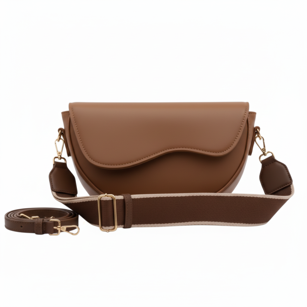 Sac croissant marron clair - deux bandoulières