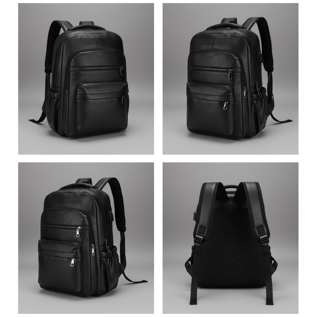 Sac à dos noir sur fond blanc