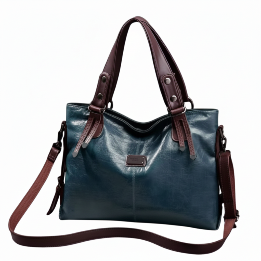 Sac en cuir bleu canard