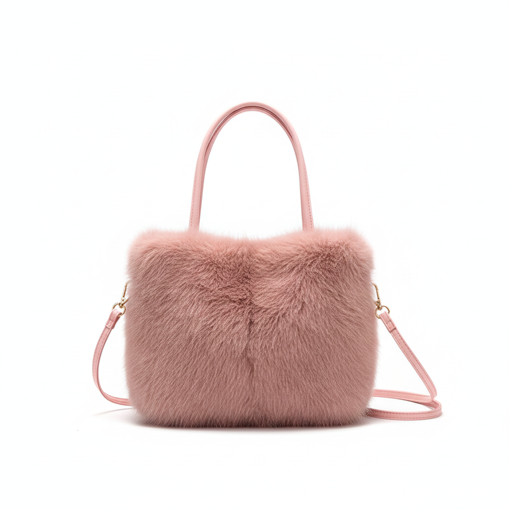 Sac fourrure rose