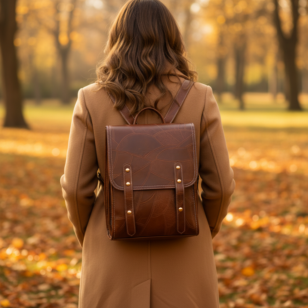 Sac kaki femme parc automne