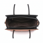 Sac à main orange et noir intérieur ouvert