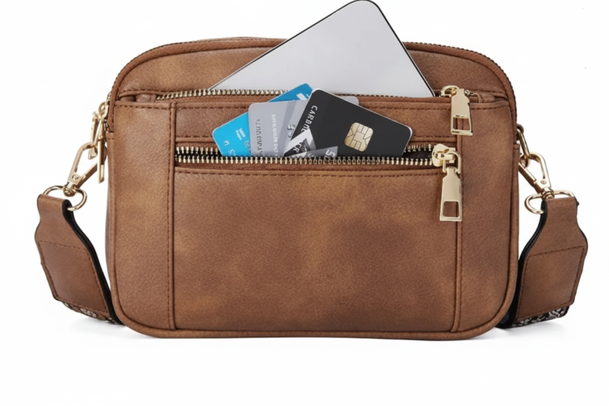 Sac marron - intérieur organisé nettoyé