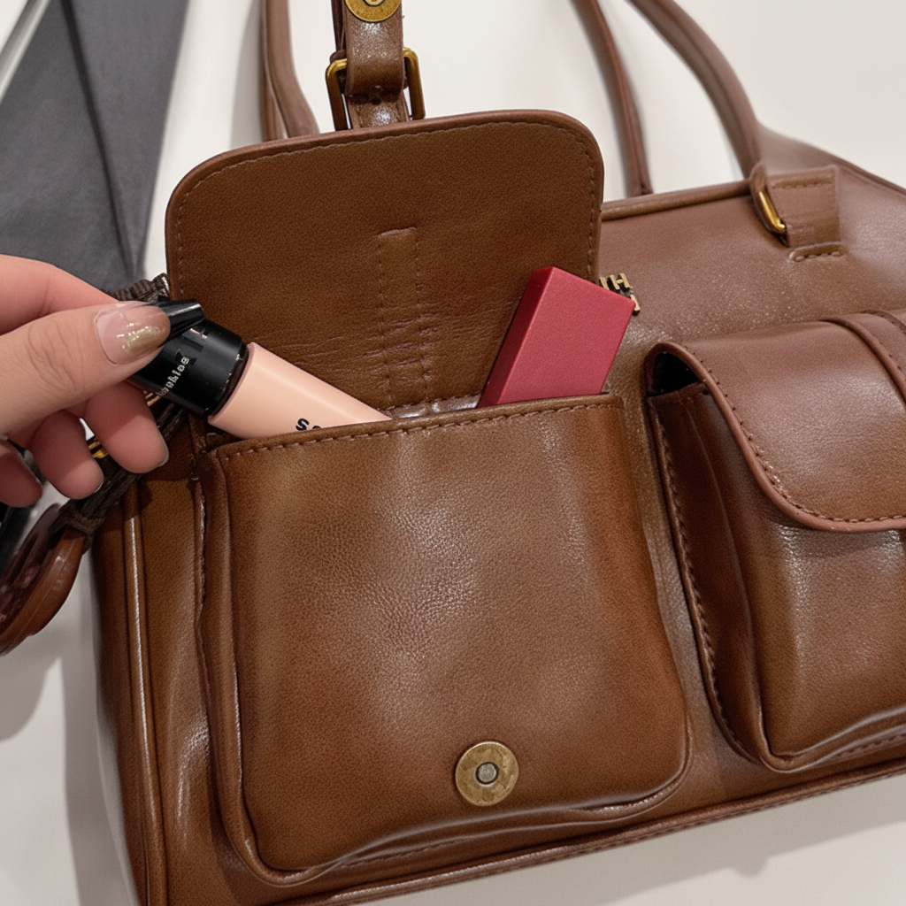 Sac marron - poche avant pratique